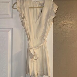 Gianni Bini Cream Ruffle Wrap Dress